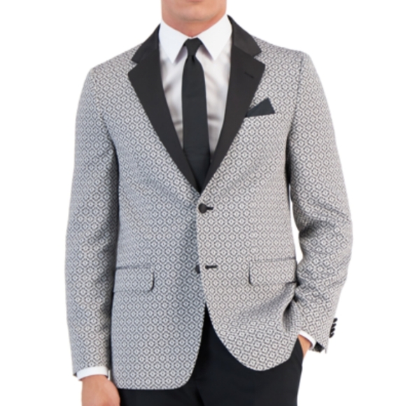 NWT Vince Camuto Men's Slim-Fit Evening Jacket Blazer Size 48R Black White - Picture 1 of 7